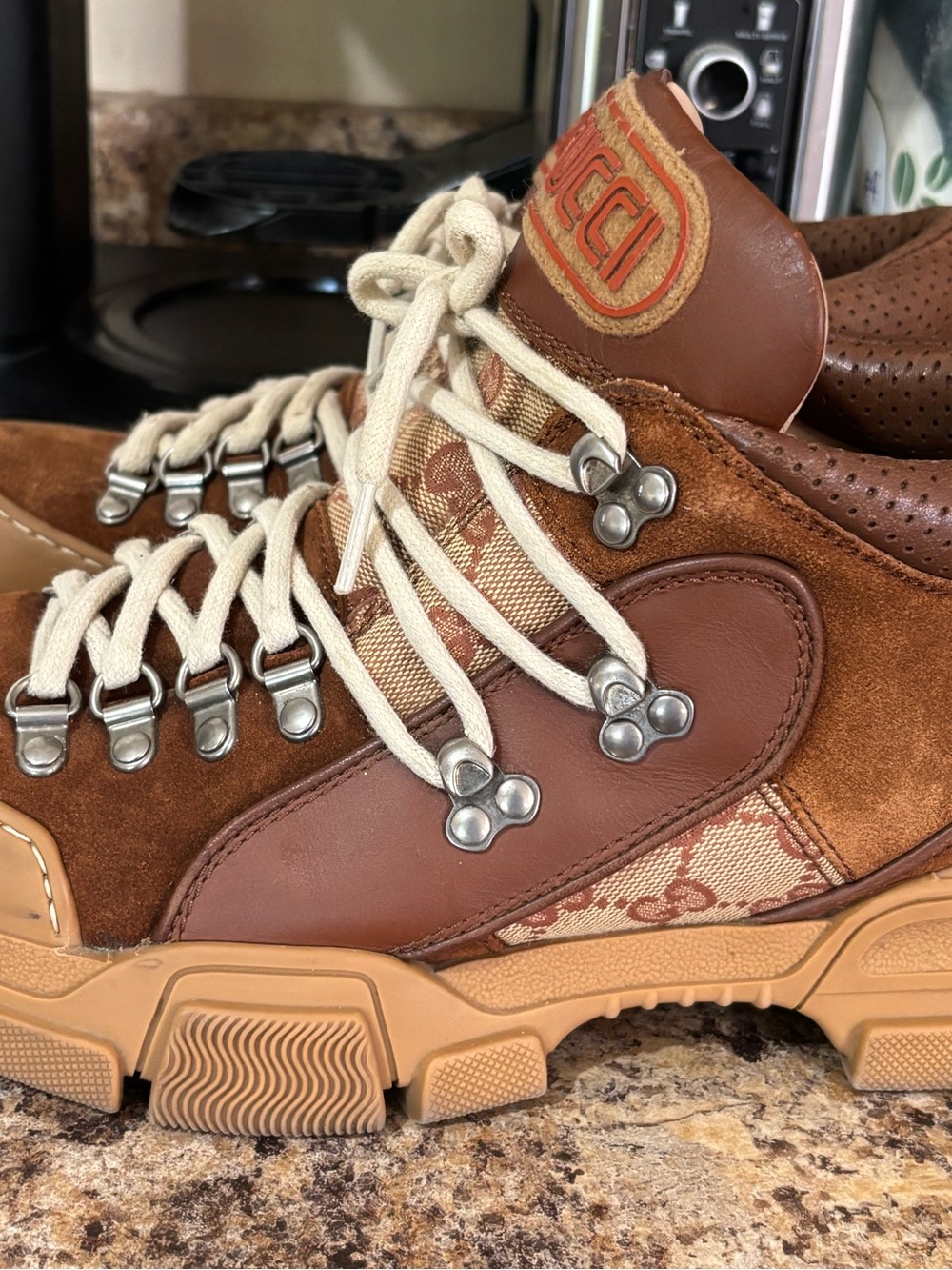 GUCCI “BRICK RED” FLASHTREK SNEAKERS SIZE 7.5 MENS MADE IN ITALY 100% AUTHENTIC - Picture 13 of 16